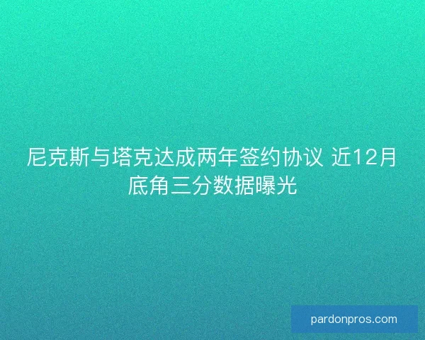 尼克斯与塔克达成两年签约协议 近12月底角三分数据曝光