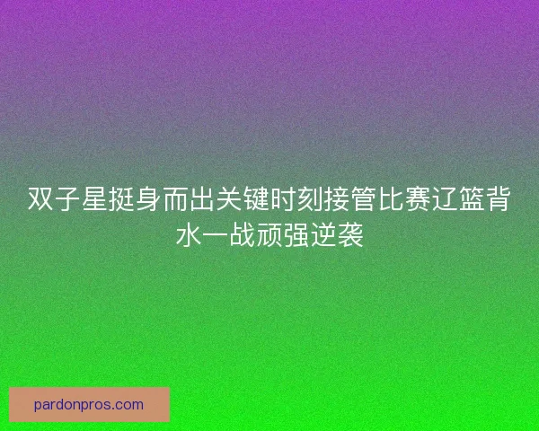双子星挺身而出关键时刻接管比赛辽篮背水一战顽强逆袭